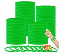 HONTIUS 0.24'' 25 Pièces Bracelets en silicone, Vert Clair Élastiques en Silicone Bracelets en caoutchouc élastique Bracelets d'identification pour Sport Homme Femme-Largeur de 6mm Super étroite