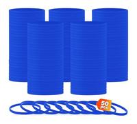 HONTIUS 0.24'' 50 Pièces Bracelets en silicone, Largeur de 6 mm super étroite Clair Élastiques en Silicone Bracelets en caoutchouc élastique Bracelets d'identification pour Sport Homme Femme Bleu