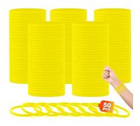 HONTIUS 0.24'' 50 Pièces Bracelets en silicone, Largeur de 6 mm super étroite Clair Élastiques en Silicone Bracelets en caoutchouc élastique Bracelets d'identification pour Sport Homme Femme Jaune