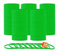 HONTIUS 0.24'' 50 Pièces Bracelets en silicone, Largeur de 6 mm super étroite Clair Élastiques en Silicone Bracelets en caoutchouc élastique Bracelet d'identification pour Sport Homme Femme Vert
