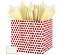 HONTIUS 11.8" Carré Grand Sac Cadeau, Papier Emballage Cadeau Luxe Pochette Points Grand Cadeau Format 30*30*30cm avec Cartes Mouchoirs Pour Fête d'Anniversaire Noël Pâques Halloween Mariage 1Pièces B