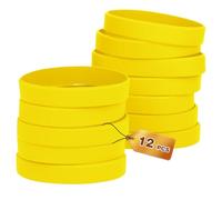 HONTIUS 12 pièces Bracelets en silicone, Clair Élastiques en Silicone 8''Bracelets en caoutchouc élastique pour Sport Homme Femme Adolescent Jaune