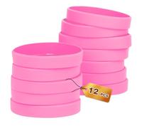 HONTIUS 12 pièces Bracelets en silicone, Clair Élastiques en Silicone 8''Bracelets en caoutchouc élastique pour Sport Homme Femme Adolescent Rose