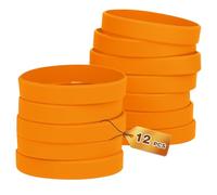 HONTIUS 12 pièces Bracelets en silicone, Clair Élastiques en Silicone 8''Bracelets en caoutchouc élastique pour Sport Homme Femme Adolescent Orange