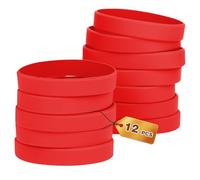 HONTIUS 12 pièces Bracelets en silicone, Clair Élastiques en Silicone 8''Bracelets en caoutchouc élastique pour Sport Homme Femme Adolescent Rouge