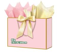 HONTIUS 15.75" Sac Cadeau, Rose Mariage Sachet Papier Cadeau Luxe, 40 * 30 * 12.5cm Sachet Cadeau écologique Pochette Cadeau Grand Format Enfant pour événement d'affaires Bithday Party