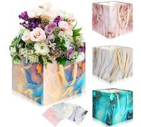 HONTIUS 4 Pièces Sac Cadeau, 11.8" Papier Marbre Emballage Cadeau Anniversaire, Pochette Cadeau Ggrand Format Enfant 30 * 30 * 30cm avec 4 Cartes 4 Mouchoirs Pour Fête d'Anniversaire, Mariage