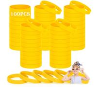 HONTIUS 6.3'' Bracelets en silicone, 100PCS Élastiques en Silicone Jaune Bracelets en caoutchouc élastique pour Sport Enseignant Enfants Enfant Garçons Filles Enfant (pour 3-7 ans)