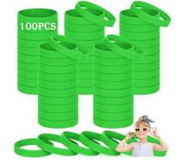 HONTIUS 6.3'' Bracelets en silicone, 100PCS Élastiques en Silicone Vert Bracelets en caoutchouc élastique pour Sport Enseignant Enfants Enfant Garçons Filles Enfant (pour 3-7 ans)