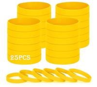 HONTIUS 6.3'' Bracelets en silicone, 25PCS Élastiques en Silicone Jaune Bracelets en caoutchouc élastique pour Sport Enseignant Enfants Enfant Garçons Filles Enfant (pour 3-7 ans)
