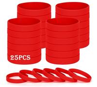 HONTIUS 6.3'' Bracelets en silicone, 25PCS Élastiques en Silicone Rouge Bracelets en caoutchouc élastique pour Sport Enseignant Enfants Enfant Garçons Filles Enfant (pour 3-7 ans)