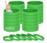 HONTIUS 6.3'' Bracelets en silicone, 25PCS Élastiques en Silicone Vert Bracelets en caoutchouc élastique pour Sport Enseignant Enfants Enfant Garçons Filles Enfant (pour 3-7 ans)
