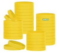 HONTIUS 6.3'' Bracelets en silicone, 50pièces Clair Élastiques en Silicone Bracelets en caoutchouc élastique Bracelets d'identification pour Sport Homme Femme Événements Festivals Jaune