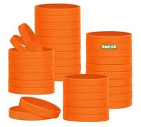 HONTIUS 6.3'' Bracelets en silicone, 50pièces Clair Élastiques en Silicone Bracelets en caoutchouc élastique Bracelets d'identification pour Sport Homme Femme Événements Festivals Orange