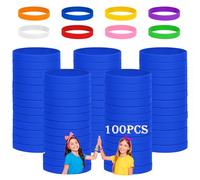 HONTIUS Bracelet en silicone pour enfants, lot de 100 bracelets bleus en silicone, 17,8 cm de bracelets en silicone vides en caoutchouc pour école, enseignants, équipe, fête pour enfants (pour 8-12