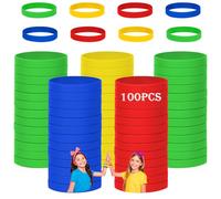 HONTIUS Bracelet en silicone pour enfants, lot de 100 bracelets en silicone, 17,8 cm de bracelets en silicone verts pour école, enseignants, équipe, fête, enfants (pour 8-12 ans) 4 couleurs