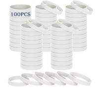 HONTIUS Bracelets en silicone, 100PCS Blanc Élastiques en Silicone 8''Bracelets en caoutchouc élastique pour Sport Homme Femme Adolescent
