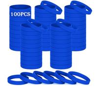 HONTIUS Bracelets en silicone, 100PCS Bleu Élastiques en Silicone 8''Bracelets en caoutchouc élastique pour Sport Homme Femme Adolescent
