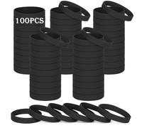 HONTIUS Bracelets en silicone, 100PCS Noir Élastiques en Silicone 8''Bracelets en caoutchouc élastique pour Sport Homme Femme Adolescent