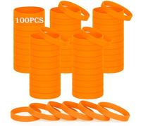 HONTIUS Bracelets en silicone, 100PCS Orange Élastiques en Silicone 8''Bracelets en caoutchouc élastique pour Sport Homme Femme Adolescent
