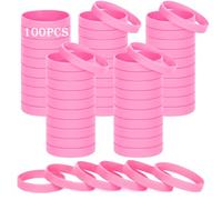 HONTIUS Bracelets en silicone, 100PCS Rose Élastiques en Silicone 8''Bracelets en caoutchouc élastique pour Sport Homme Femme Adolescent
