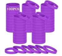 HONTIUS Bracelets en silicone, 100PCS Violet Élastiques en Silicone 8''Bracelets en caoutchouc élastique pour Sport Homme Femme Adolescent