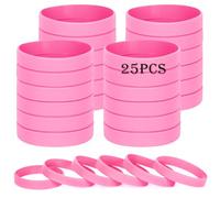 HONTIUS Bracelets en silicone, 25PCS Rose Élastiques en Silicone 8''Bracelets en caoutchouc élastique pour Sport Homme Femme Adolescent