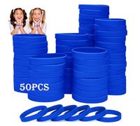 HONTIUS Bracelets en silicone, 50PCS Bleu Élastiques en Silicone 8''Bracelets en caoutchouc élastique pour Sport Homme Femme Adolescent 8~12 Ans