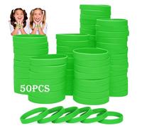 HONTIUS Bracelets en silicone, 50PCS Vert Élastiques en Silicone 8''Bracelets en caoutchouc élastique pour Sport Homme Femme Adolescent 8~12 Ans
