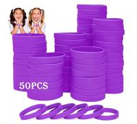 HONTIUS Bracelets en silicone, 50PCS Violet Élastiques en Silicone 8''Bracelets en caoutchouc élastique pour Sport Homme Femme Adolescent 8~12 Ans