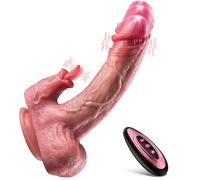 HONTIUS Gode Realiste, 8.7'' Vibro avec Vibration de Telecommande Sextoyse Vibromasseur Femme Clitoridienne avec 7 Modes, Vibro Gode Ventouse en Silicone, Gode Vibro-masseur Vibromasseur va et Vient A