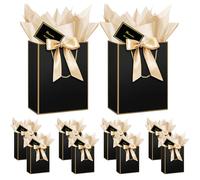 HONTIUS Grand sac cadeau, 10PCS 32cm Sacs cadeaux pour présents Grand sac en papier avec papier de soie, 32 * 25 * 10cm Sac cadeau pour mariage, anniversaire, fête, demoiselle d'honneur, cadeau pour