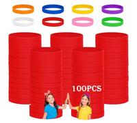 HONTIUS Lot de 100 bracelets en silicone - Pour l'école, les enseignants, les équipes, les fêtes, hommes et femmes (rouge, 7 pouces - 180 cm pour 8 à 12 ans)
