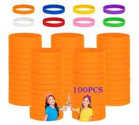 HONTIUS Lot de 100 bracelets en silicone vides pour l'école, les enseignants, les équipes, les fêtes, hommes et femmes (orange, 7 pouces - 180 cm pour 8 à 12 ans)