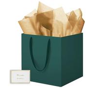 HONTIUS Lot de 2 sacs cadeaux carrés extra larges de 30,2 cm pour cadeaux avec cartes en papier de soie, 30 cm, cadeau de mariage, d'anniversaire, de demoiselle d'honneur (vert, 1 pièce)