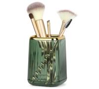 HONTIUS Support de pinceaux de maquillage pour comptoir de coiffeuse, support de rangement en plastique pour pinceaux de maquillage vintage (vert vintage)