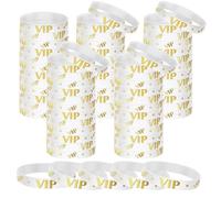 HONTIUS VIP Bracelets en silicone, 25 Pièces VIP Élastiques en Silicone Bracelets en caoutchouc élastique pour Sport Homme Femme Fête Réunion Rassemblement Blanc