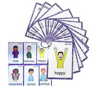 HONTOUSIP Lot de 14 cartes flash sentiments et émotions pour tout-petits | Cartes de mots d'autisme pour enfants (cartes anglaises) | Matériel d'orthophonie