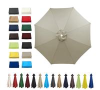 HonunGron Anti UV 50+ Auvent De Remplacement pour Parasol 2m/2,7m/3m, 6 Baleines/8 Baleines Toile De Parasol Déporté Remplacement pour Cour,Jardin,Plage,Terrasse (3m - 6 Ribs,Taupe)