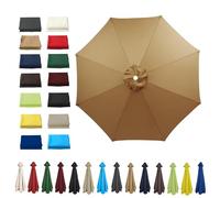 HonunGron Anti UV 50+ Auvent De Remplacement pour Parasol 2m/2,7m/3m, 6 Baleines/8 Baleines Toile De Parasol Déporté Remplacement pour Cour,Jardin,Plage,Terrasse (2.7m - 8 Ribs,Kaki)