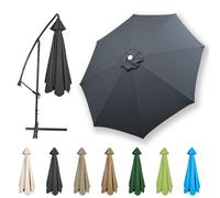 HonunGron Auvent De Remplacement pour Parasol 2,7m/3,0m/3,5m/4,0m, 6 Baleines/8 Baleines Toile De Parasol Déporté Remplacement Pour Cour,Jardin,Plage, Protection UV 50+ (Gris,3.0m / 6 Ribs)