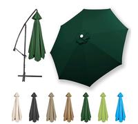 HonunGron Auvent De Remplacement pour Parasol 2,7m/3,0m/3,5m/4,0m, 6 Baleines/8 Baleines Toile De Parasol Déporté Remplacement Pour Cour,Jardin,Plage, Protection UV 50+ (Vert Foncé,3.5m / 8 Ribs)