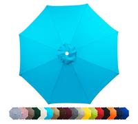 HonunGron Auvent De Remplacement Pour Parasol 2m/2.3m/2.5m/2.7m/3m,Dessus De Parapluie De Remplacement pour 6 Ribs/8 Ribs, UV 50+ Toile de Rechange pour Parasol De Jardin (6 Ribs-2.7m,Bleu)