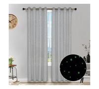 HonunGron Lot de 2 Étoiles Rideau Fluorescents Semi-Transparents, Rideaux Occultants à Oeillets, Les Étoiles Rideaux en Tulle pour Décoration Chambre d'enfant (Gris,2X H 160 X B 132cm)