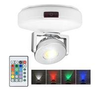 HONWELL LED Spots de plafond Plafonnier, Projecteur LED Plafonniers sans fil à piles télécommandés, Lumière d'image avec des lumières rotatives Tête pour armoire Artwork Dart Board, Blanc