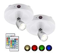 HONWELL Projecteur LED sans fil à piles avec télécommande,lampe d'accent de minuterie d'éclairage de jeu de fléchettes, éclairage rotatif d'images pour escalier de cuisine de peinture miroir,2 pièces