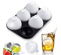 HONYAO Bac a Glacons en Silicone Avec Couvercle, 5CM Moule à Glaçons Rond, Grande Bac a Glacon Boule de Glace, Pour Boisson Froide, Whisky, Cocktail, Vin, Bière, Jus, San BPA