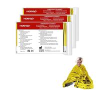 HONYAO Couverture de Survie 3 Pièces, 210×160cm, Réutilisable Extra Large, CouvertureThermique Or Argenté, Couverture d'urgence pour l'extérieur, Randonnée, Survie, Marathons, Premiers Secours