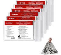 HONYAO Couverture de Survie 6 Pièces, 210×160cm, Réutilisable Extra Large, CouvertureThermique Argenté, Couverture d'urgence pour l'extérieur, Randonnée, Survie, Marathons, Premiers Secours