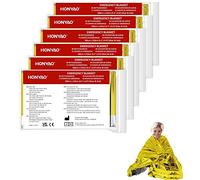 HONYAO Couverture de Survie 6 Pièces, 210×160cm, Réutilisable Extra Large, CouvertureThermique Or Argenté, Couverture d'urgence pour l'extérieur, Randonnée, Survie, Marathons, Premiers Secours